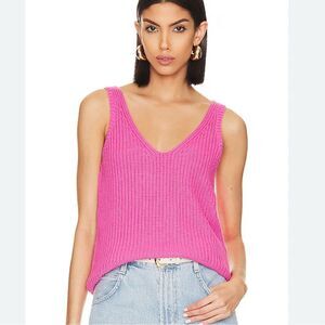 John + Jenn Pink Ribbed Knit Tank Top  | XS